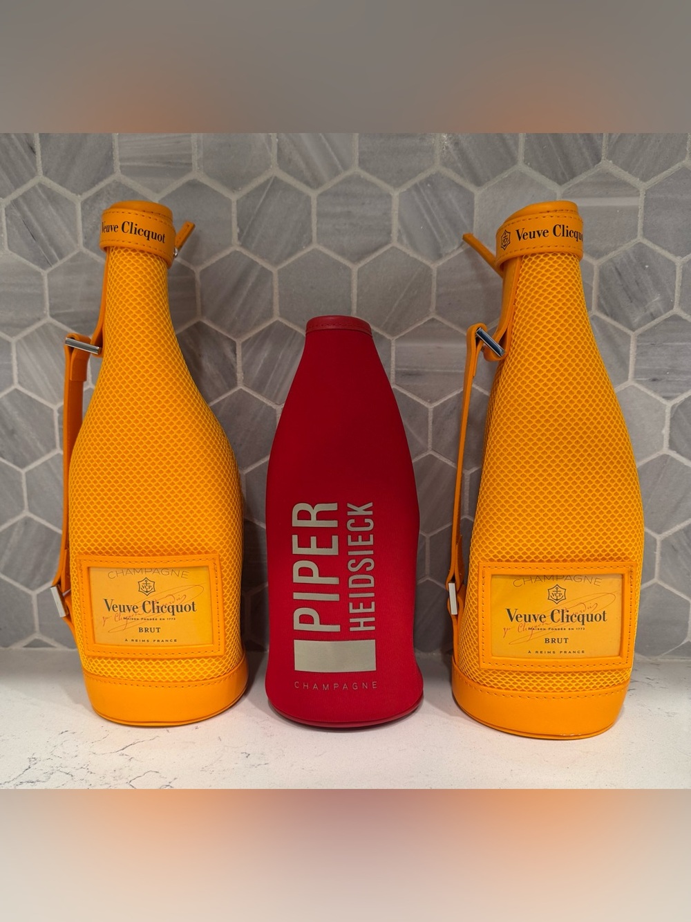 New Lot Of 3 Veuve Clicquot & Piper Heidsieck Champagne Bottle Sleeves / Coolers